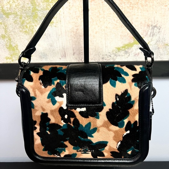 Coach Page Calf Hair Painted Leaf/Walnut Crossbody - Picture 3 of 13